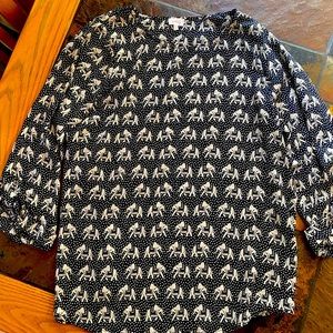 Cute sheer business casual blouse with elephants!
